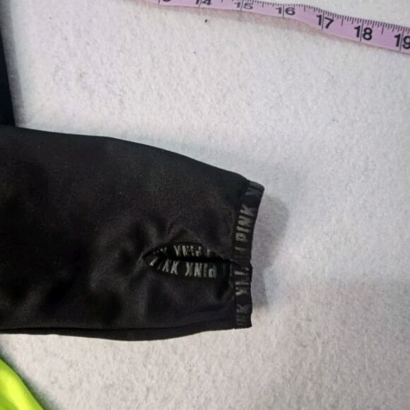 VICTORIA SECRET PINK Ultimate Sz L Neon Green & Black Athletic Half Zip Logo - Picture 6 of 6